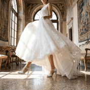 Décolleté Sposa modello tanguera in glitter bianco. - TreemmeCreazioni