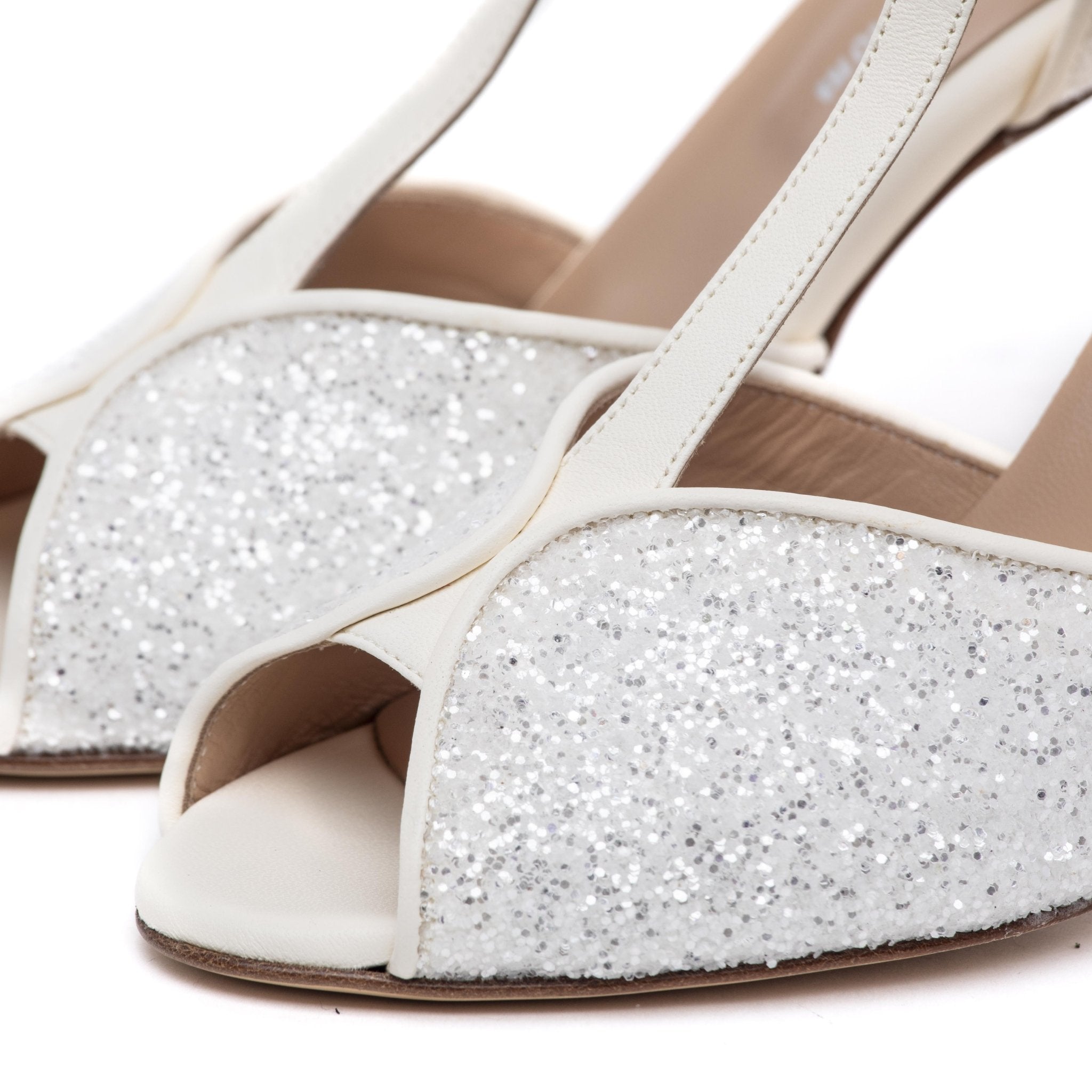 Décolleté Sposa modello tanguera in glitter bianco. - TreemmeCreazioni