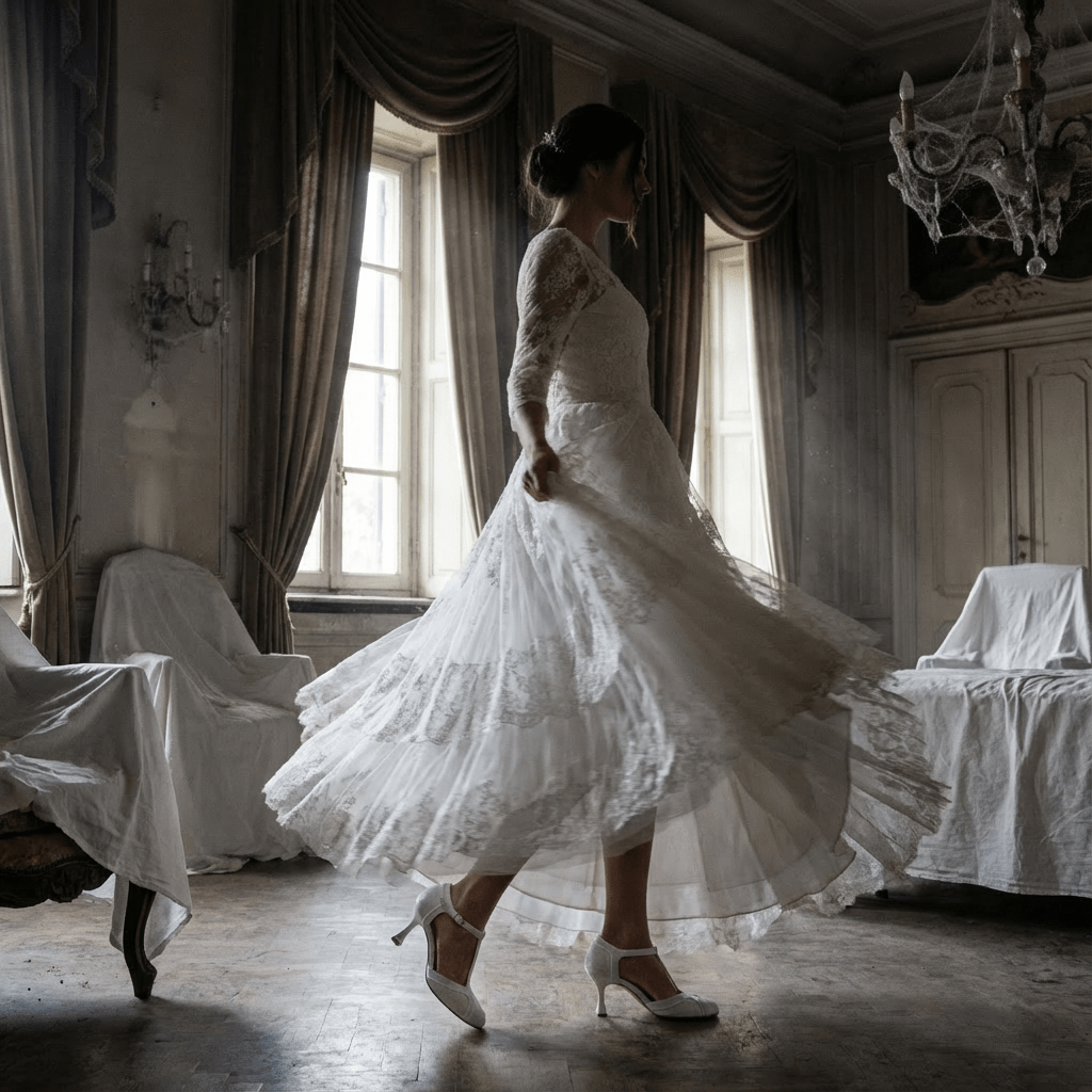 Décolleté Sposa modello tanguera in tessuto glitterato. - TreemmeCreazioni