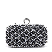 Elegante clutch in raso nero e strass. - TreemmeCreazioni