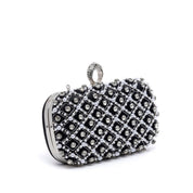 Elegante clutch in raso nero e strass. - TreemmeCreazioni