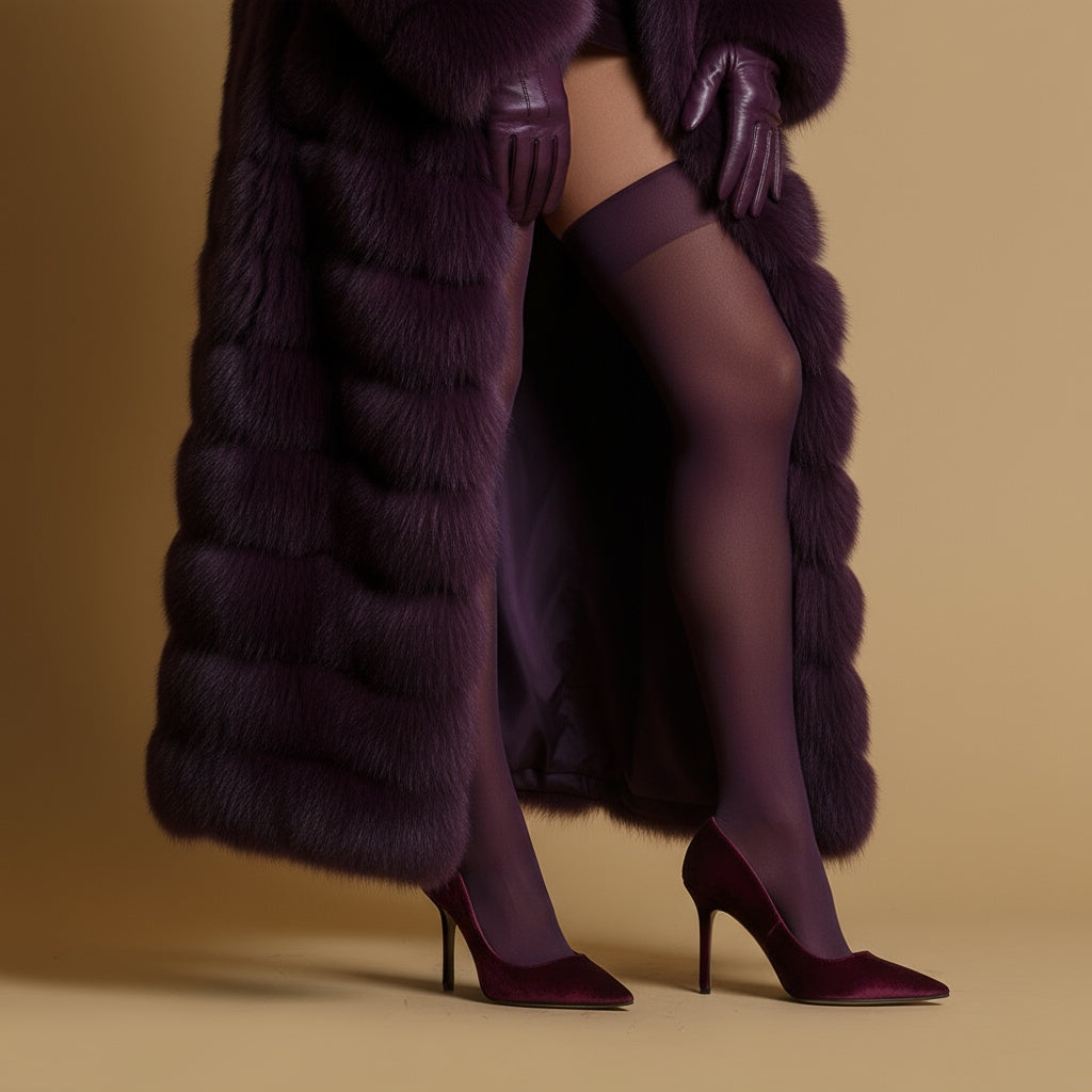 Décolleté in velluto bordeaux con tacco.