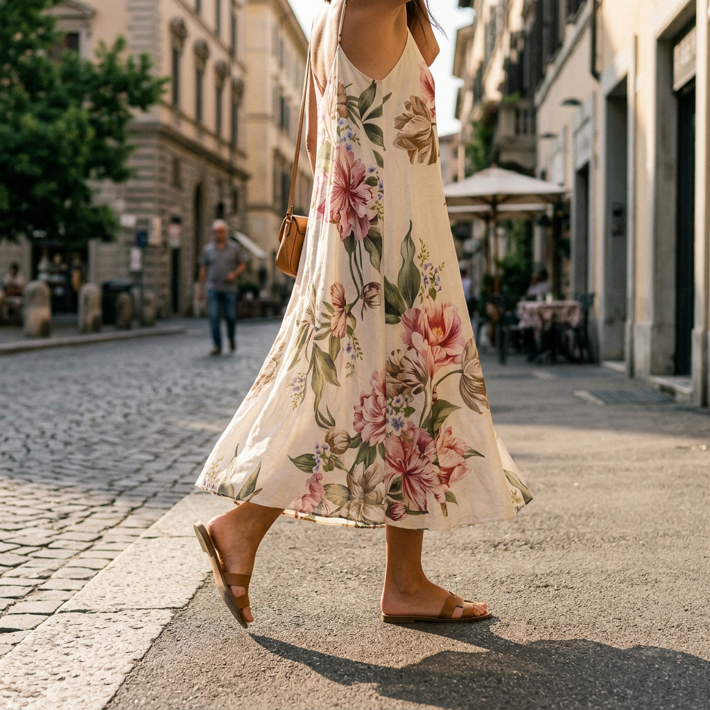 Abito con fiori in cotone.