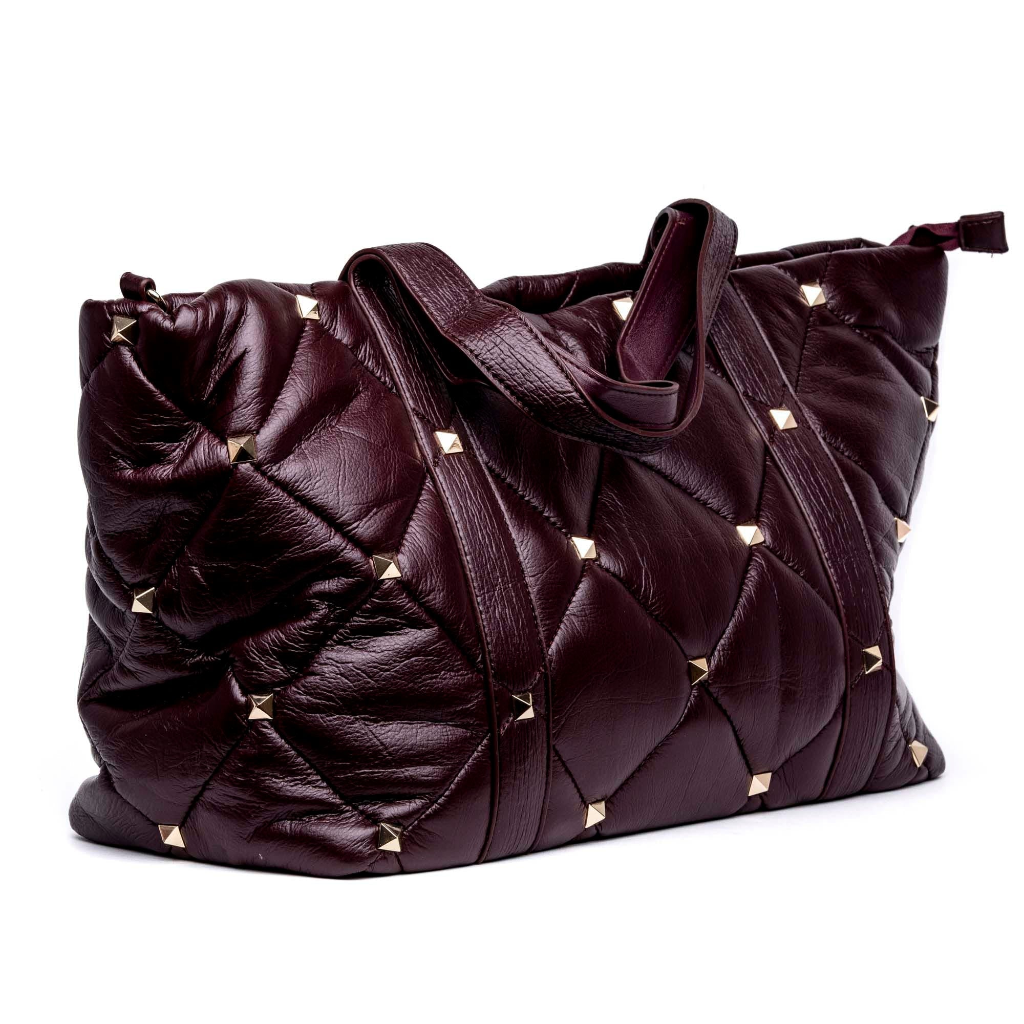 Maxi bag in ecopelle trapuntata bordeaux. - TreemmeCreazioni