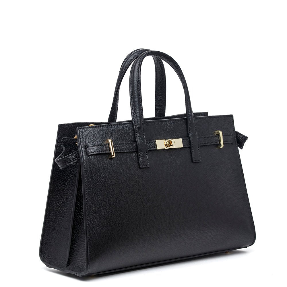 Maxi bag in pelle stampata nera