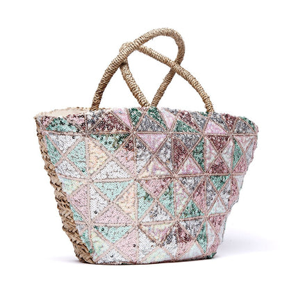 Maxi bag in rafia e paillettes. - TreemmeCreazioni