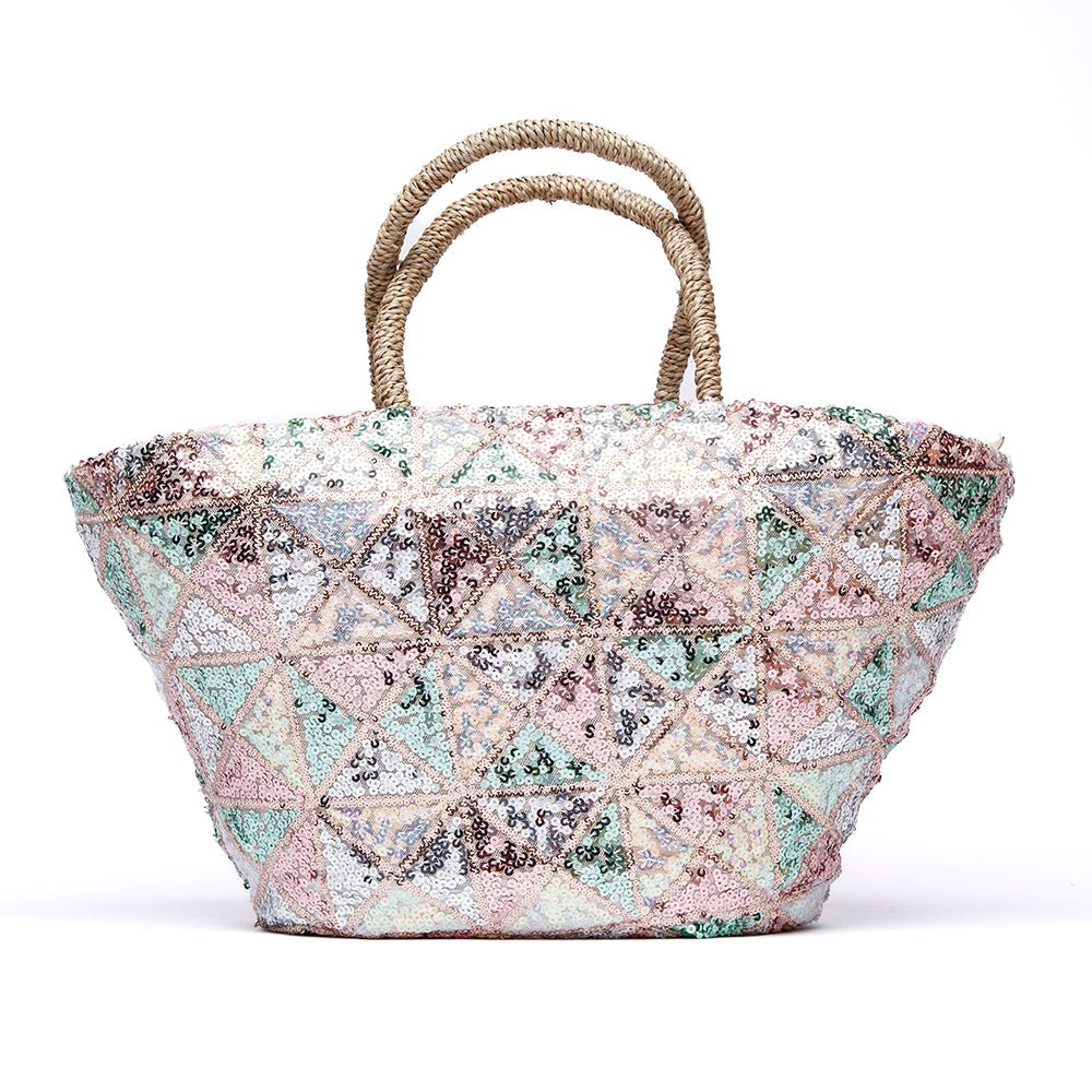 Maxi bag in rafia e paillettes. - TreemmeCreazioni