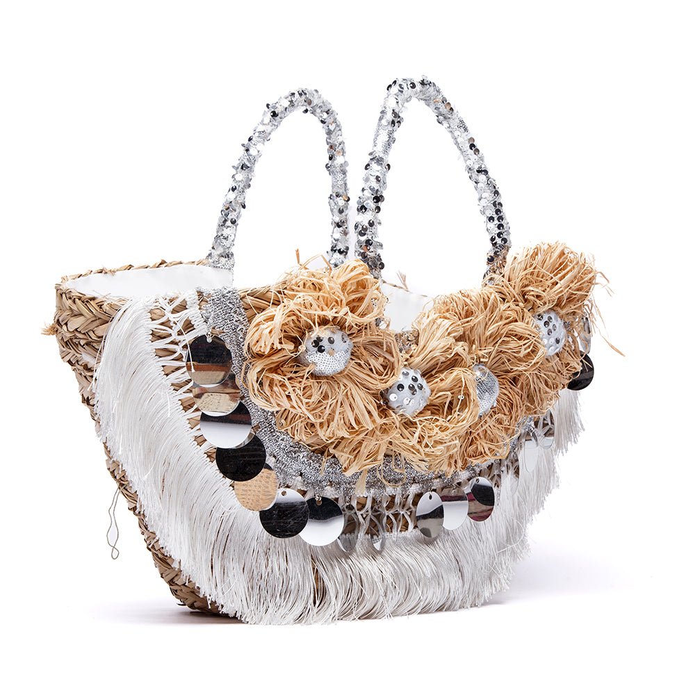 Maxi borsa in rafia con paillettes. - TreemmeCreazioni