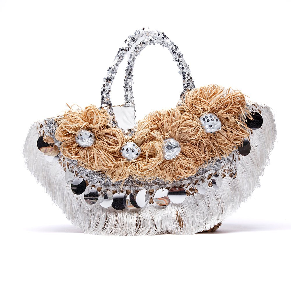 Maxi borsa in rafia con paillettes. - TreemmeCreazioni