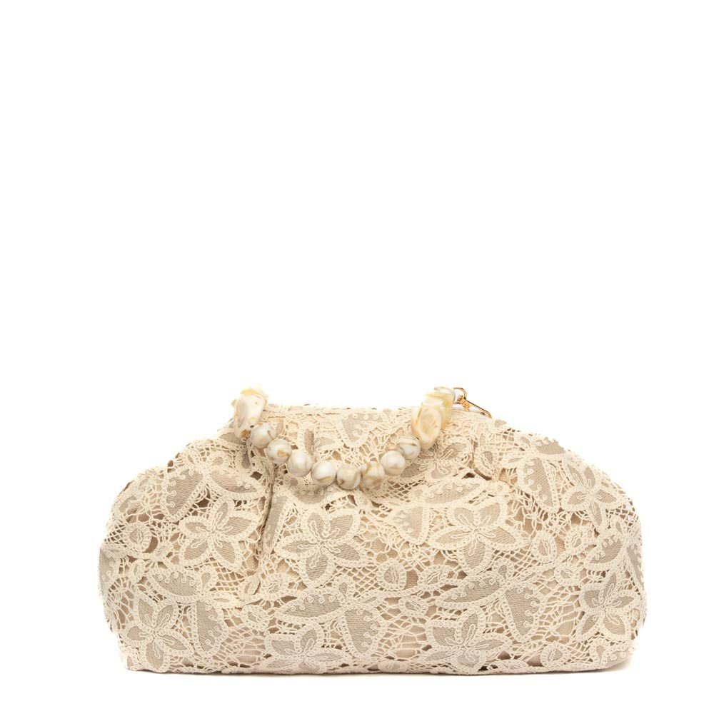Maxi clutch in pizzo floreale burro - TreemmeCreazioni