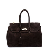 Maxi shopper in camoscio cioccolato.