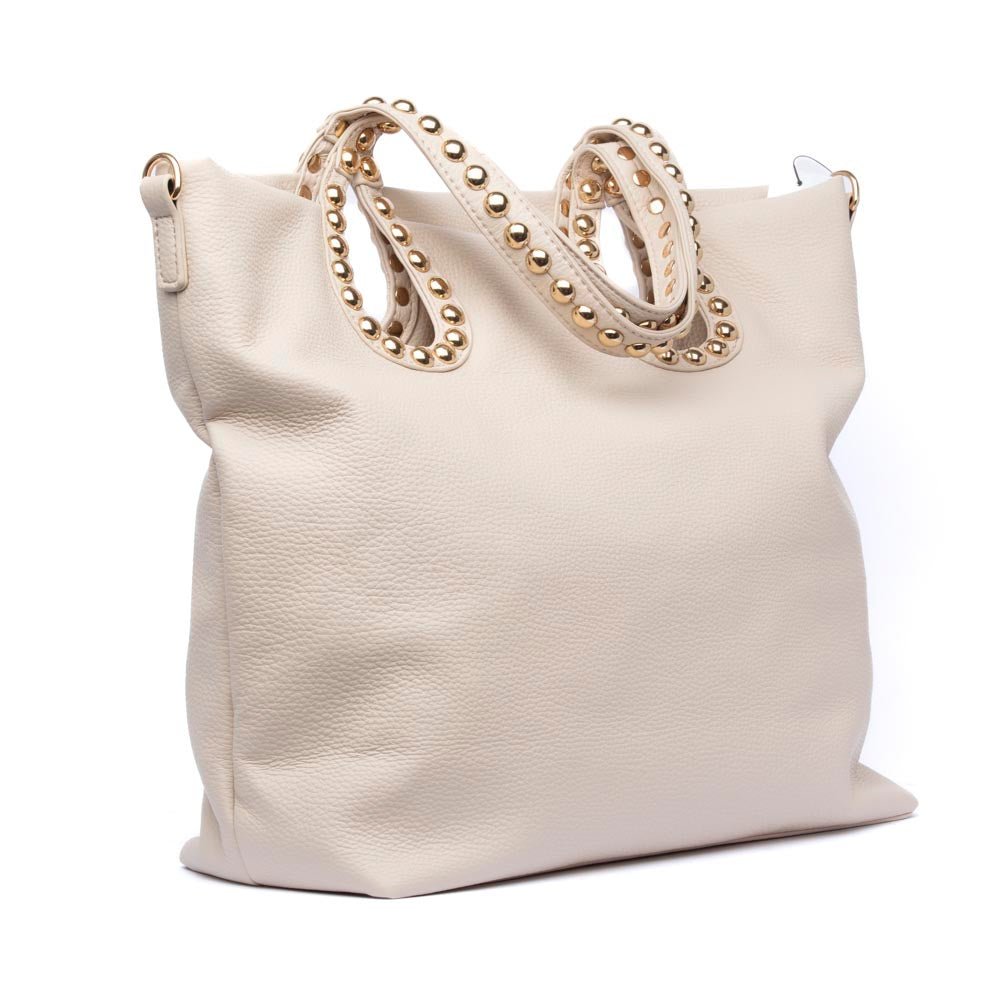 Maxi shopper in ecopelle burro con borchie - TreemmeCreazioni