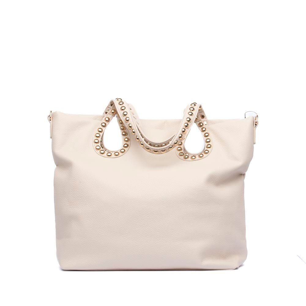 Maxi shopper in ecopelle burro con borchie - TreemmeCreazioni