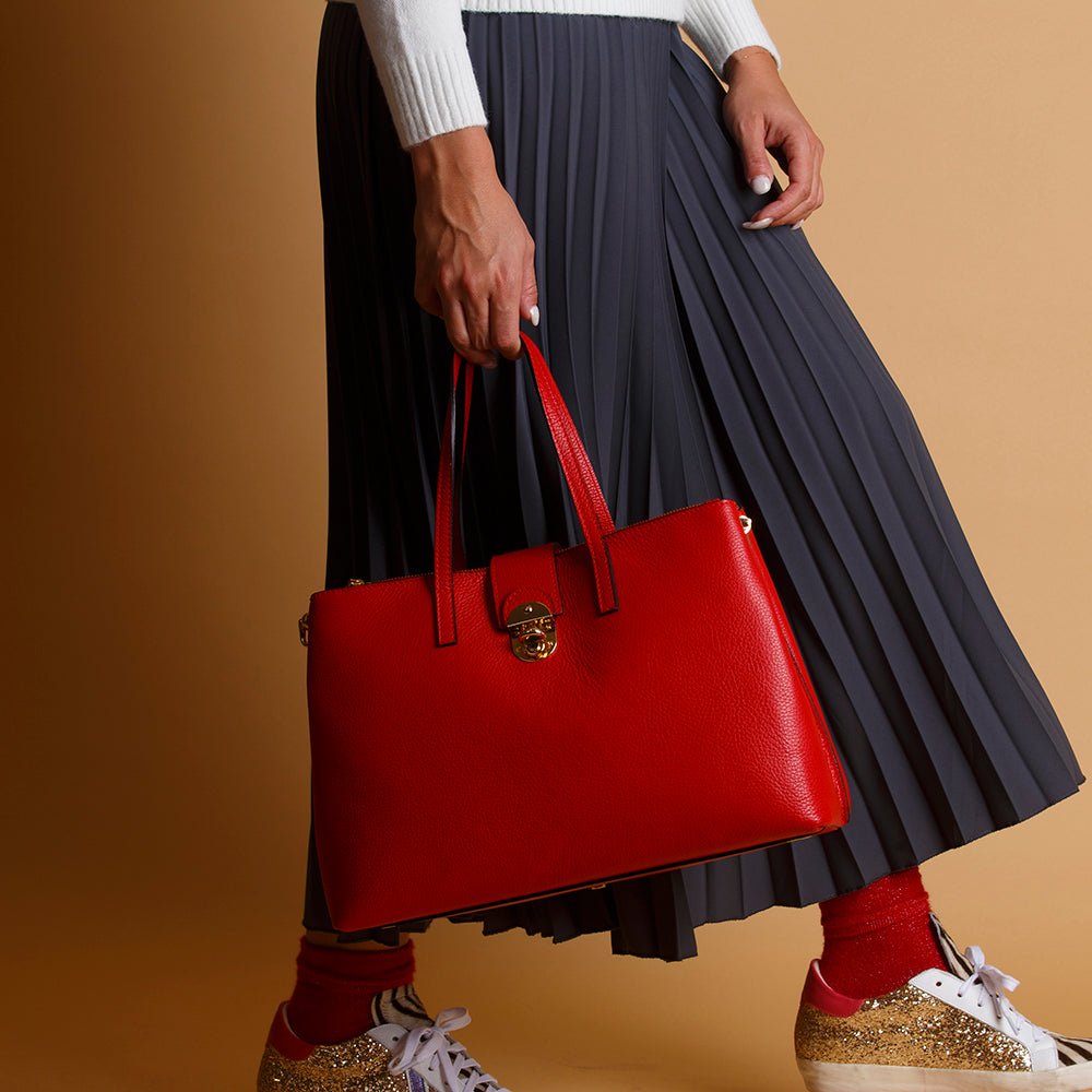 Maxi shopper in nappa rossa. - TreemmeCreazioni