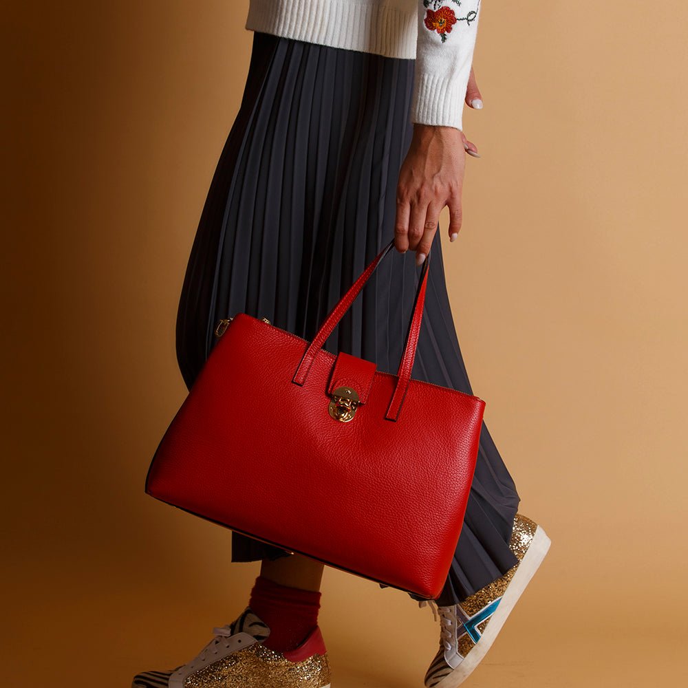 Maxi shopper in nappa rossa. - TreemmeCreazioni