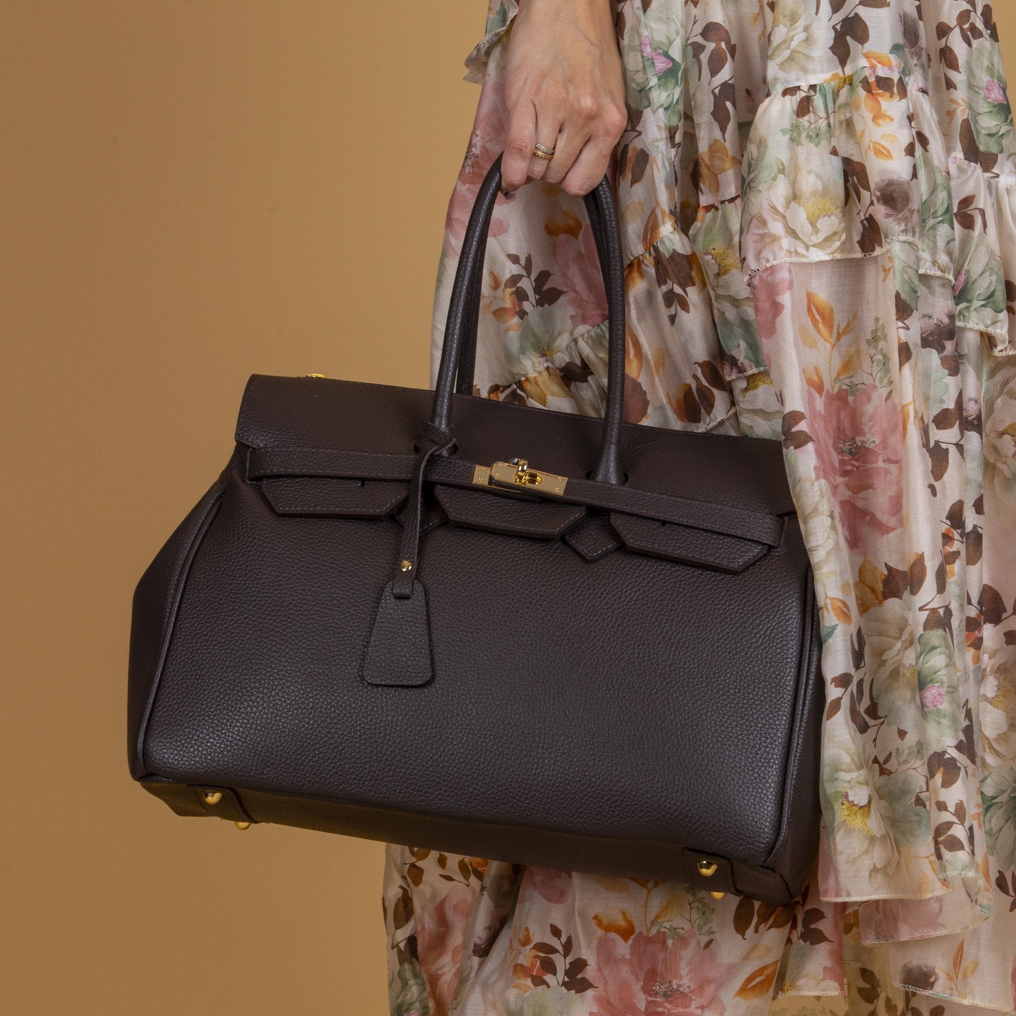 Maxi shopper in pelle bottolata cioccolato. - TreemmeCreazioni