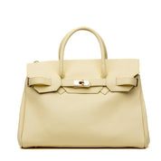 Maxi shopper in pelle bottolata giallo pastello - TreemmeCreazioni