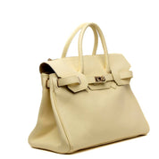 Maxi shopper in pelle bottolata giallo pastello - TreemmeCreazioni