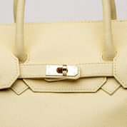 Maxi shopper in pelle bottolata giallo pastello - TreemmeCreazioni