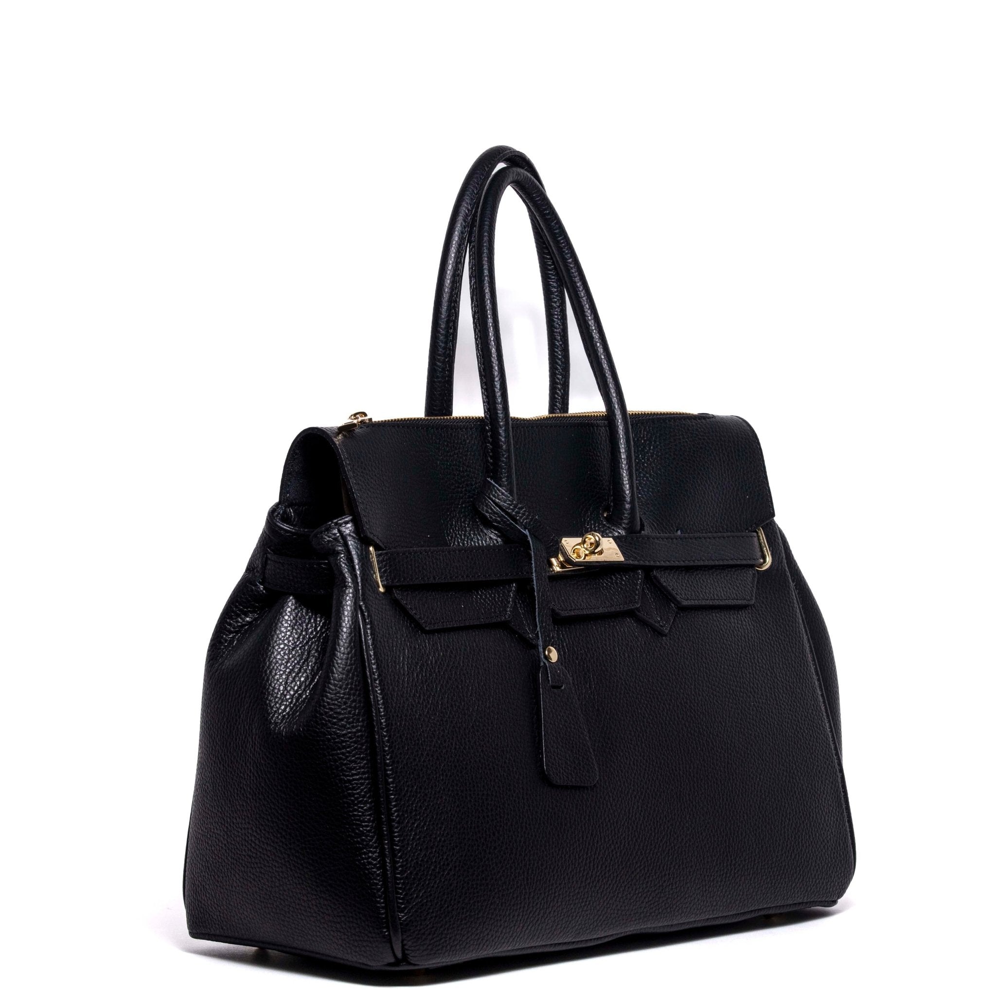 Maxi shopper in pelle bottolata nera. - TreemmeCreazioni