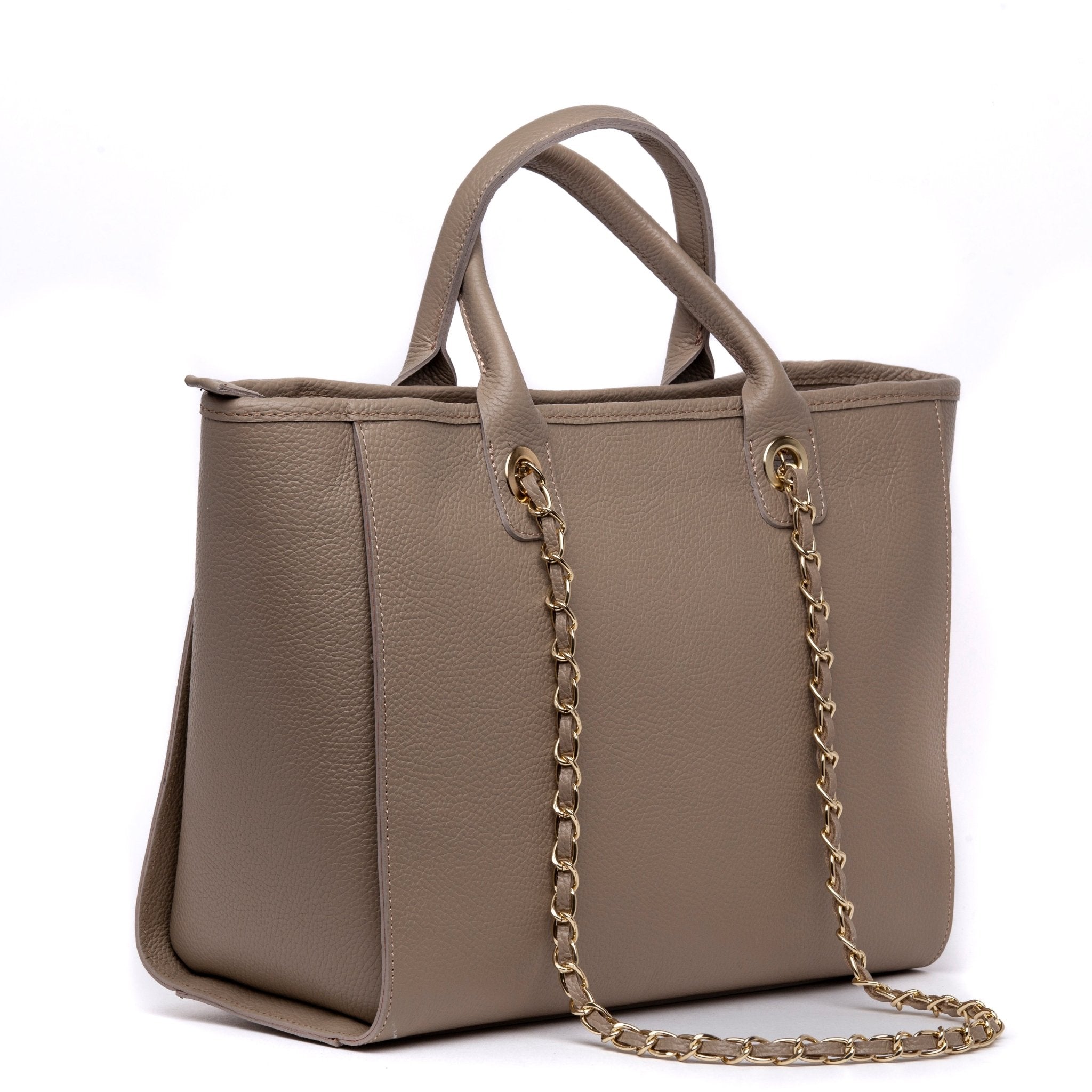 Maxi shopper in pelle color fango. - TreemmeCreazioni