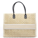 Maxi shopper in rafia intrecciata con fascia