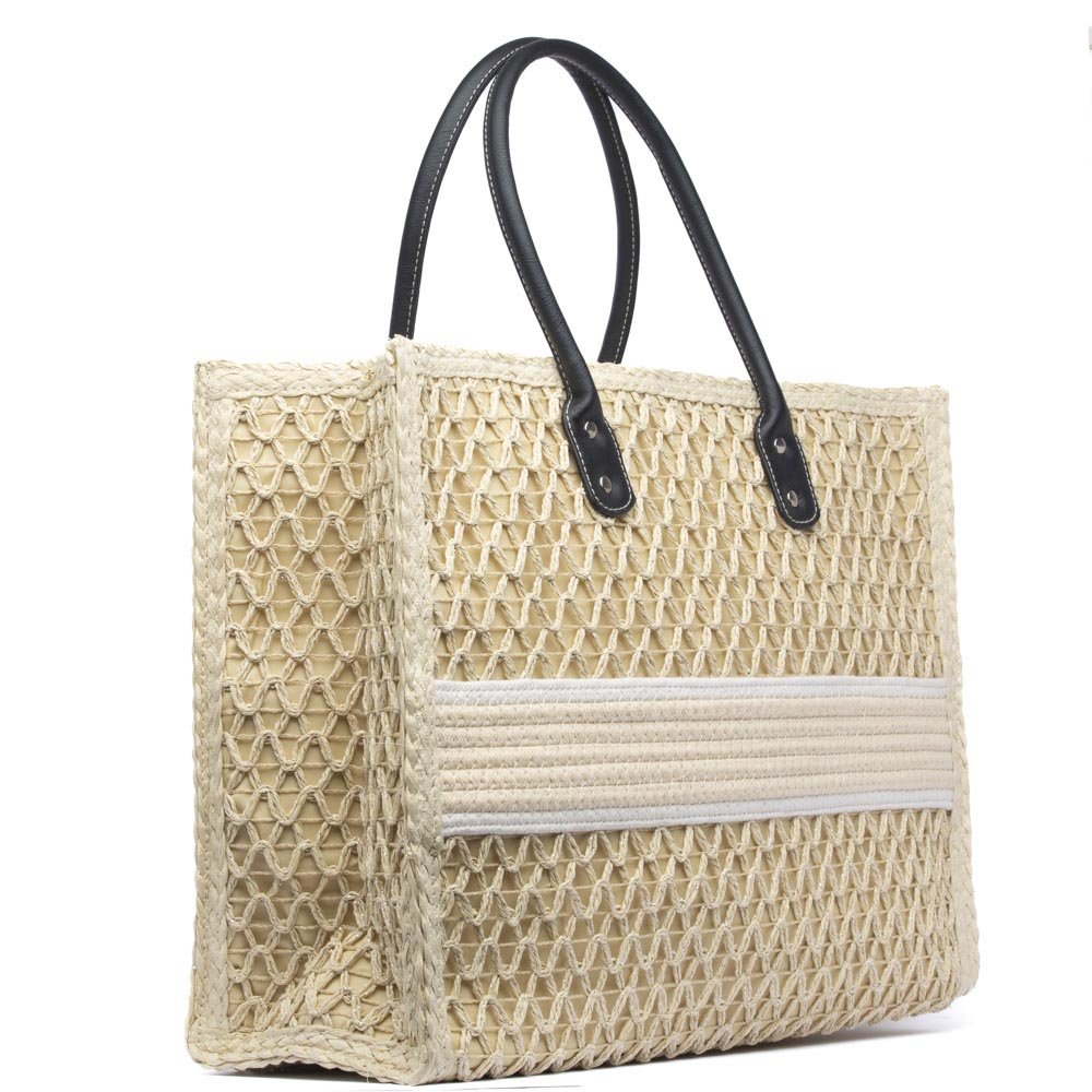 Maxi shopper in rafia intrecciata con fascia - TreemmeCreazioni