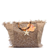 Maxi shopper in rafia naturale con paillettes. - TreemmeCreazioni