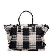 Maxi shopper in tessuto di cotone a scacchi. - TreemmeCreazioni