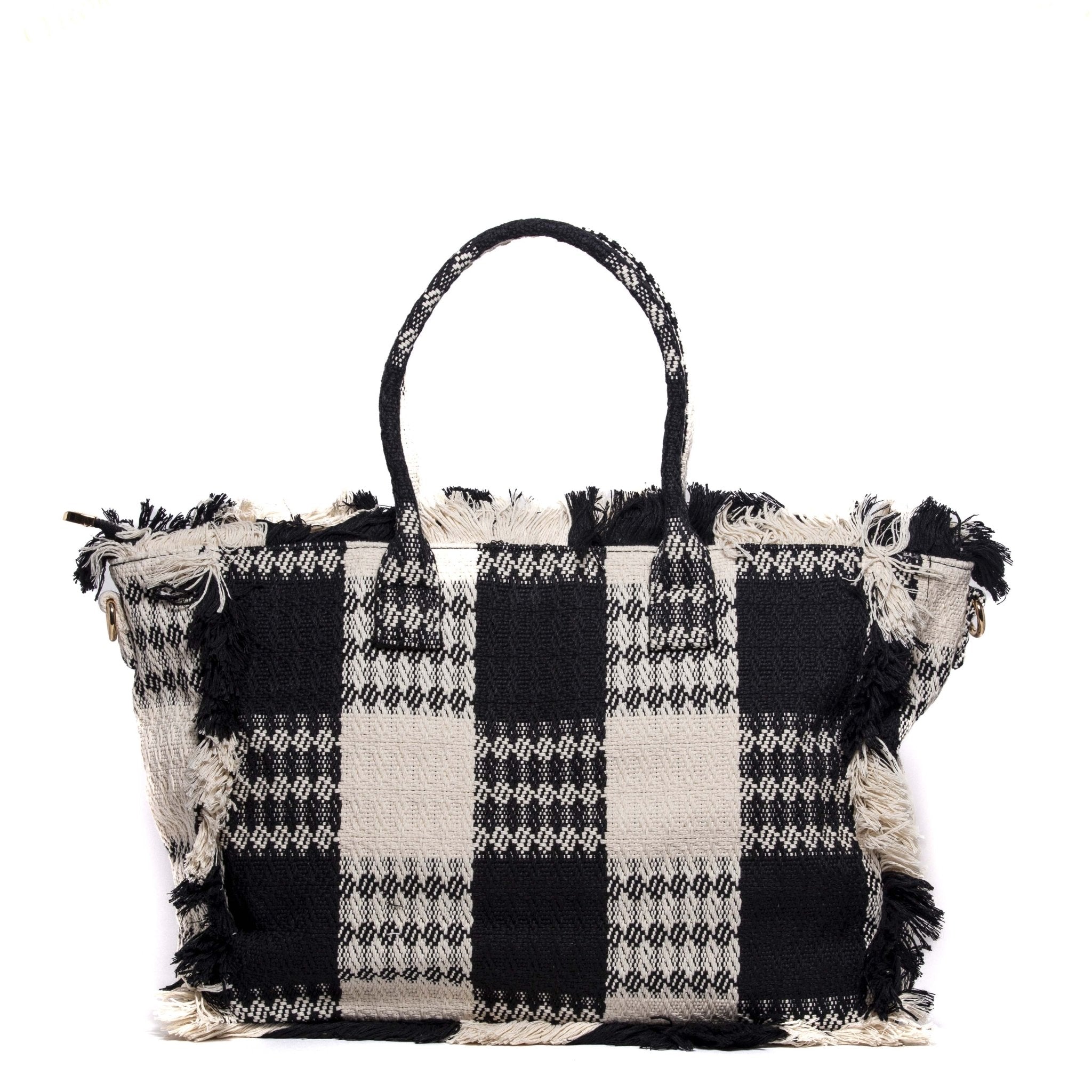 Maxi shopper in tessuto di cotone a scacchi. - TreemmeCreazioni