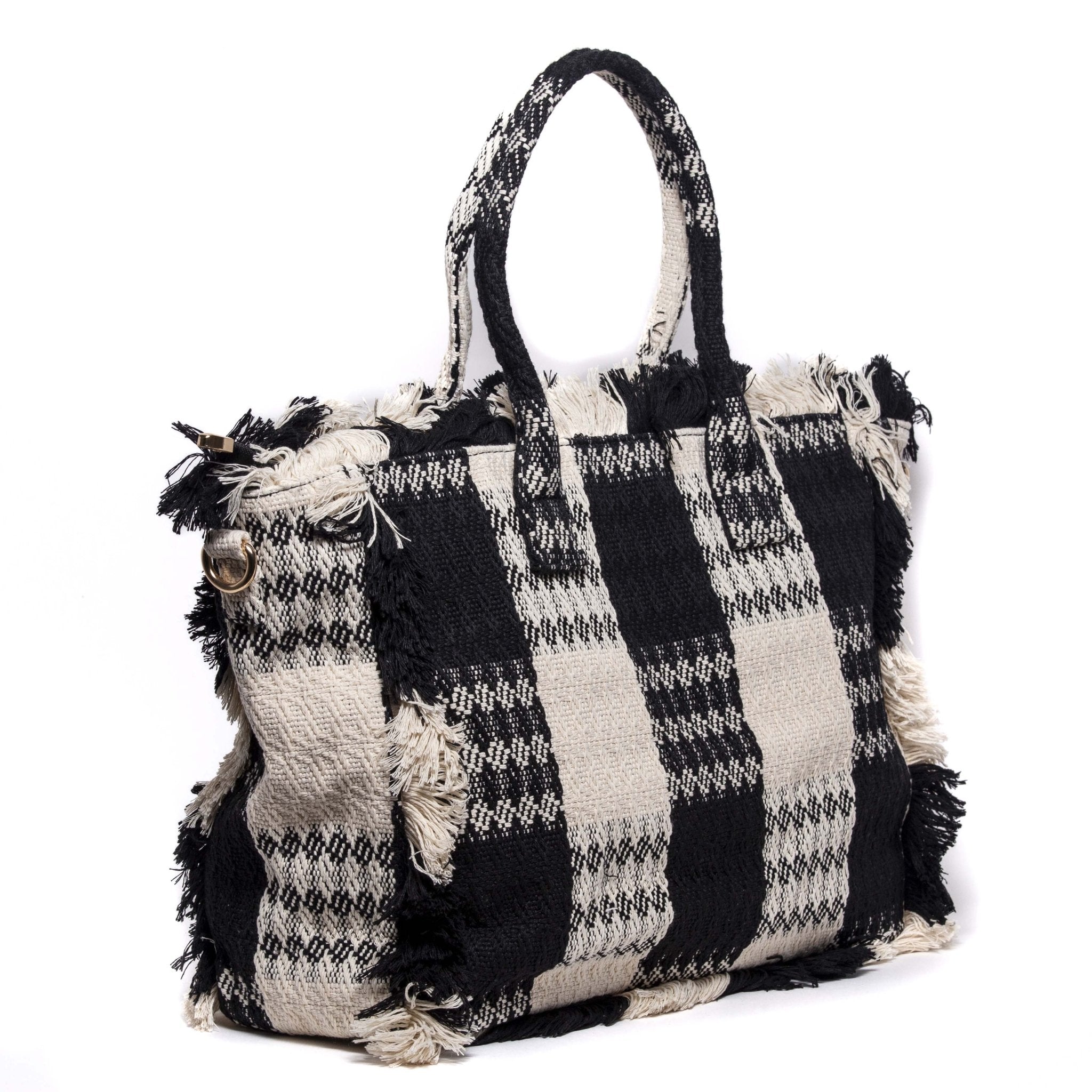 Maxi shopper in tessuto di cotone a scacchi. - TreemmeCreazioni