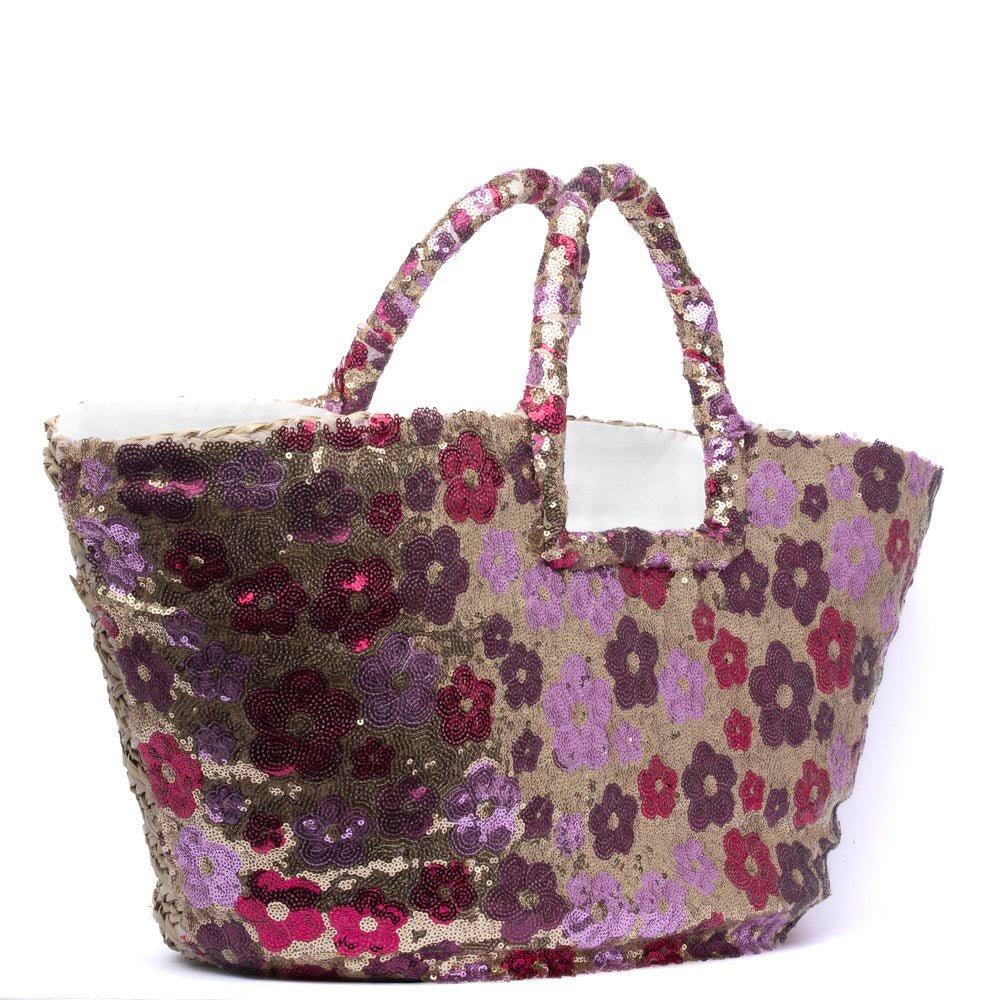 Maxi shopper modello capri in rafia con fiori - TreemmeCreazioni