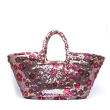 Maxi shopper modello capri in rafia con fiori