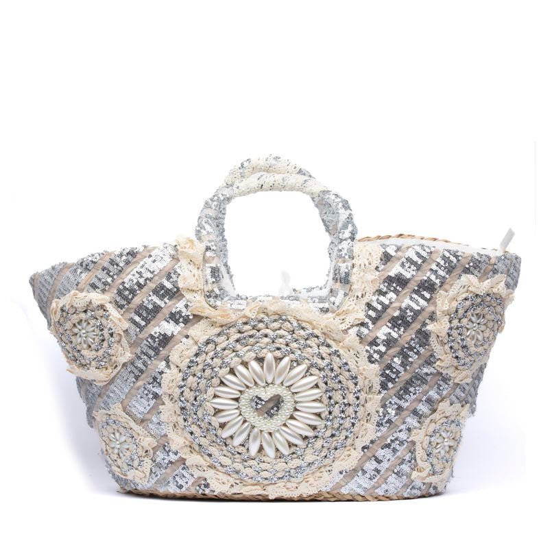 Maxi shopper modello capri in rafia con pailettes - TreemmeCreazioni