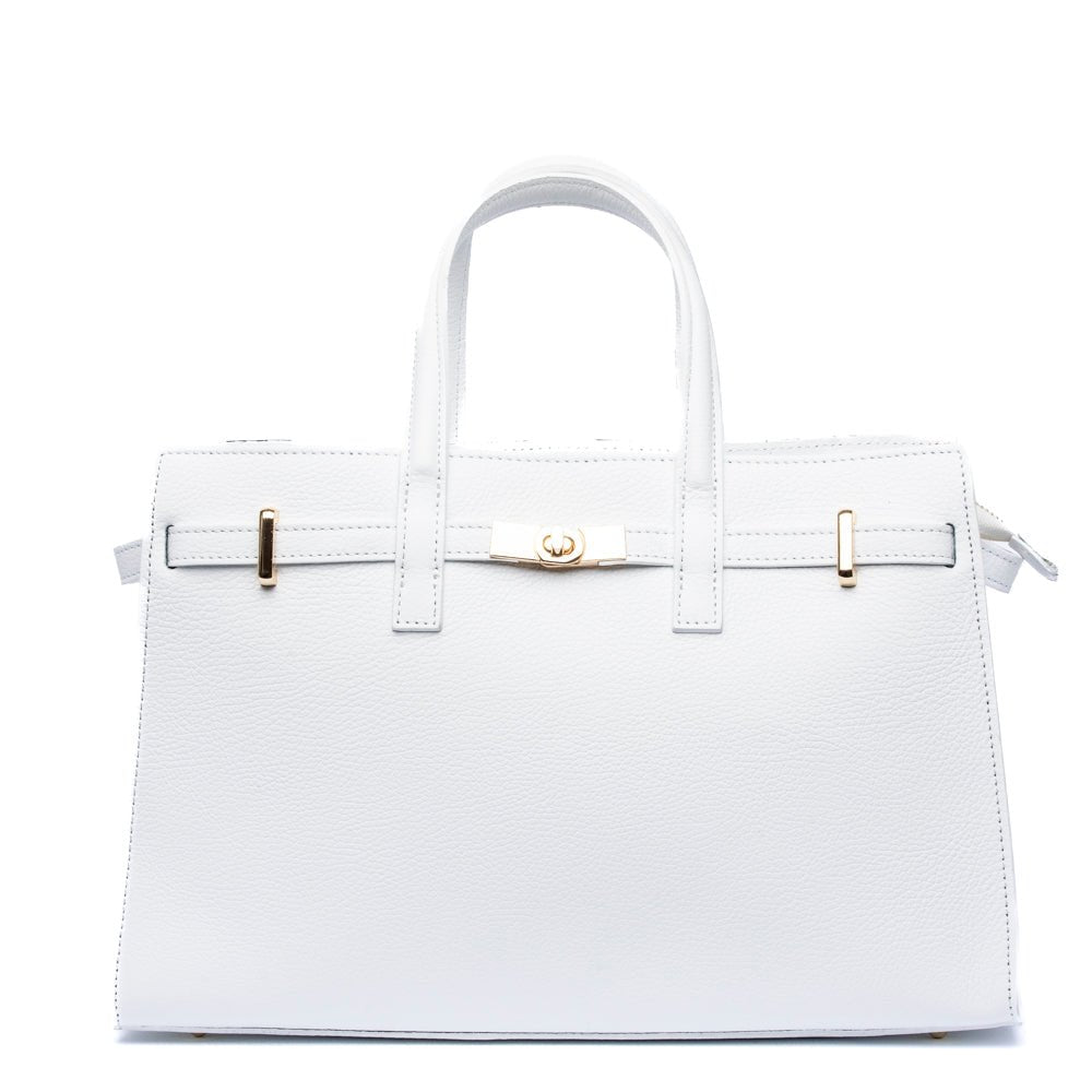 Maxi shopper strutturata in pelle bottolata burro - TreemmeCreazioni