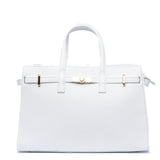Maxi shopper strutturata in pelle bottolata burro