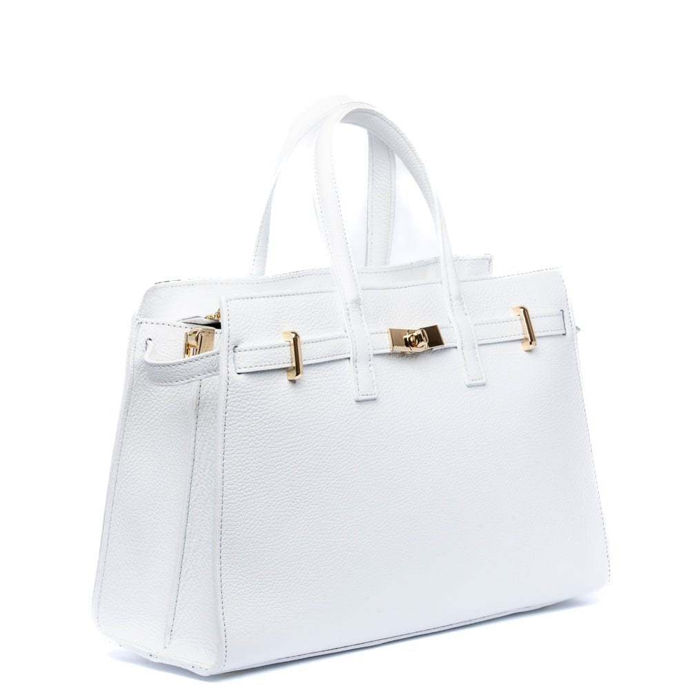 Maxi shopper strutturata in pelle bottolata burro - TreemmeCreazioni