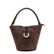 Mini bag a secchiello con forma vaso in pelle scamosciata. - TreemmeCreazioni