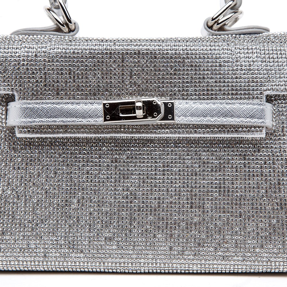Mini bag elegante in micro strass argento. - TreemmeCreazioni