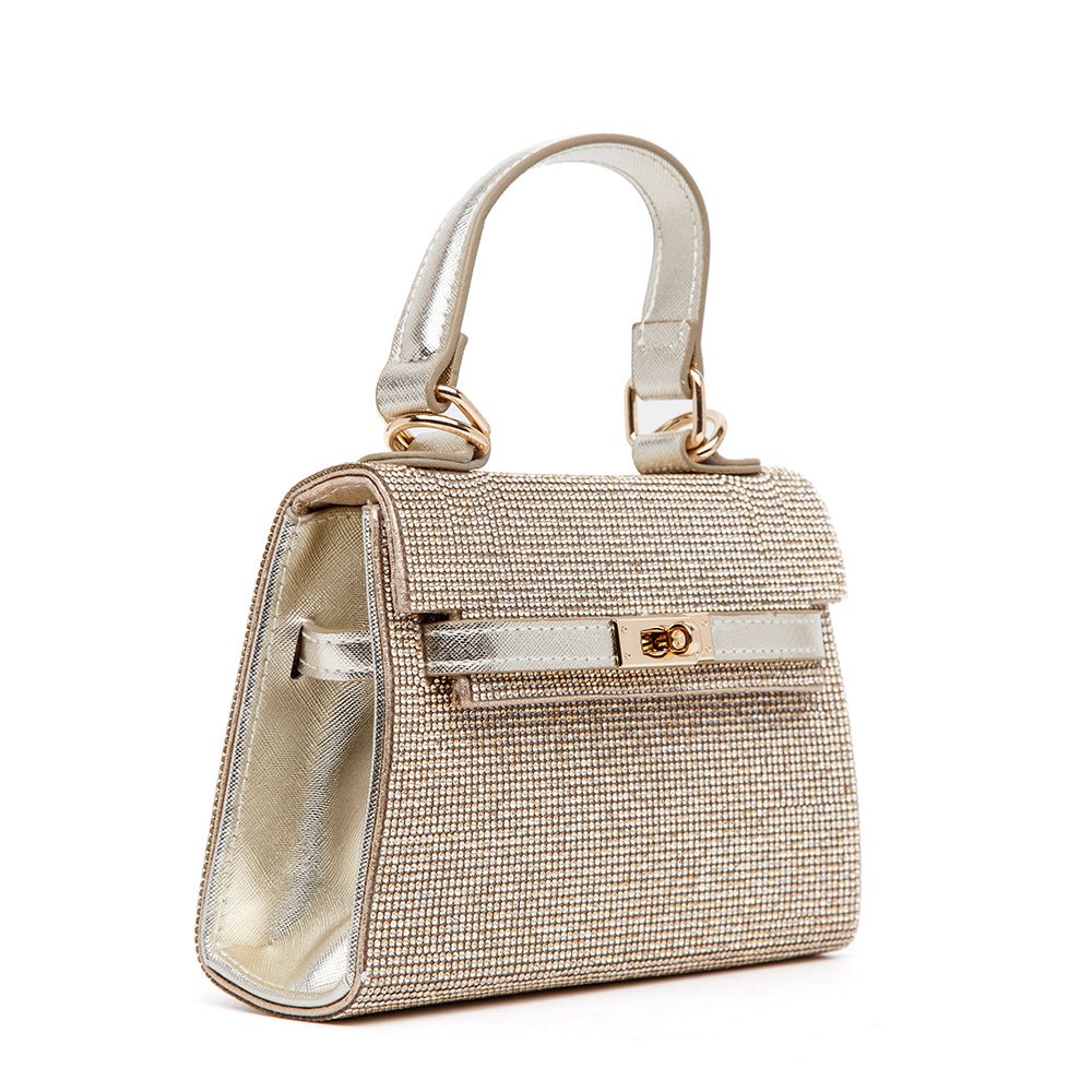 Mini bag elegante in micro strass oro. - TreemmeCreazioni