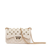 Mini bag in materiale gommato e cristalli.