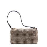 Mini bauletto in cristalli platino.