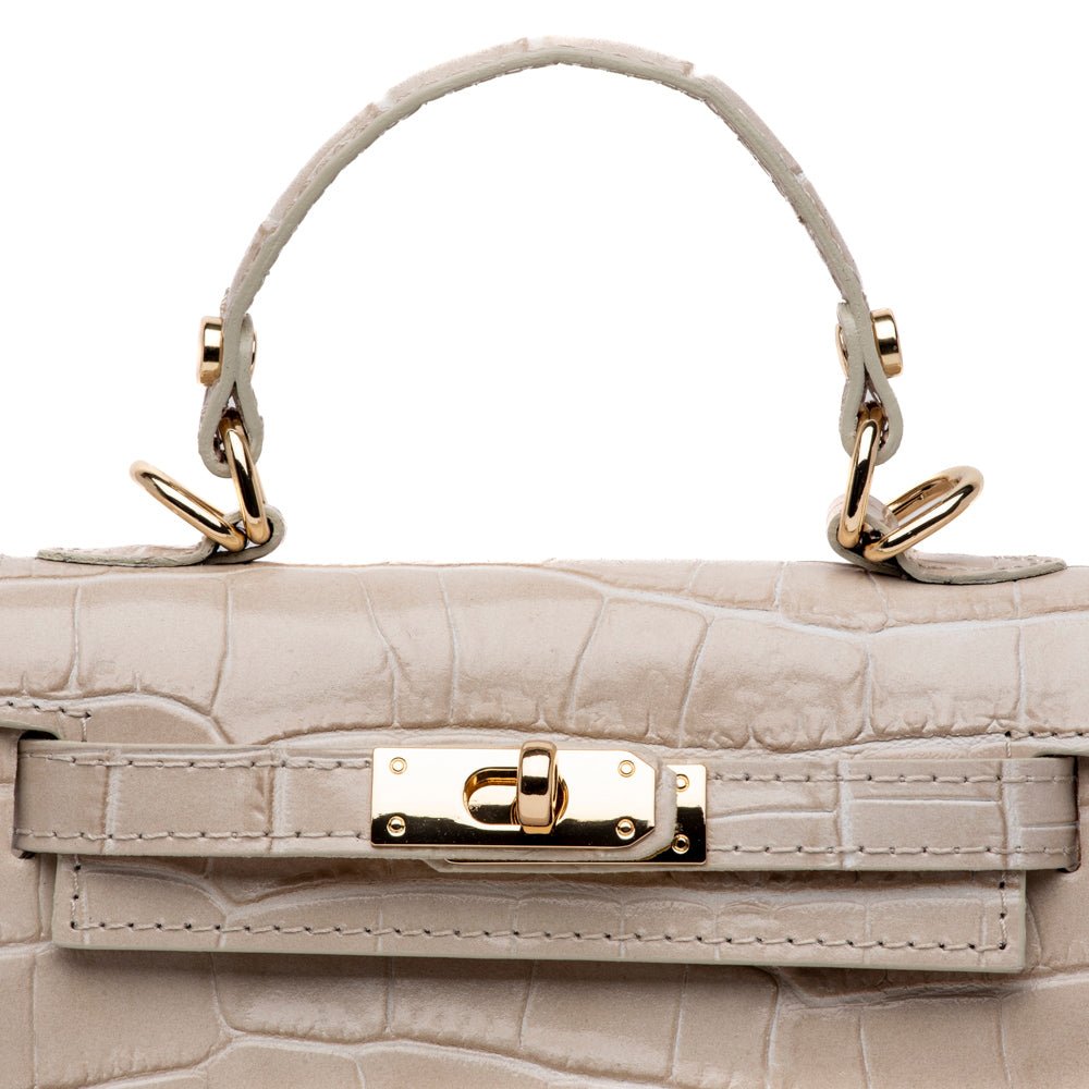 Mini Kelly in pelle in stampa cocco beige - TreemmeCreazioni
