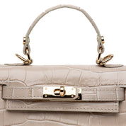Mini Kelly in pelle in stampa cocco beige - TreemmeCreazioni