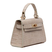 Mini Kelly in pelle in stampa cocco beige - TreemmeCreazioni