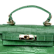 Mini Kelly in pelle in stampa cocco verde - TreemmeCreazioni