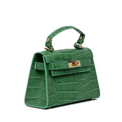 Mini Kelly in pelle in stampa cocco verde - TreemmeCreazioni