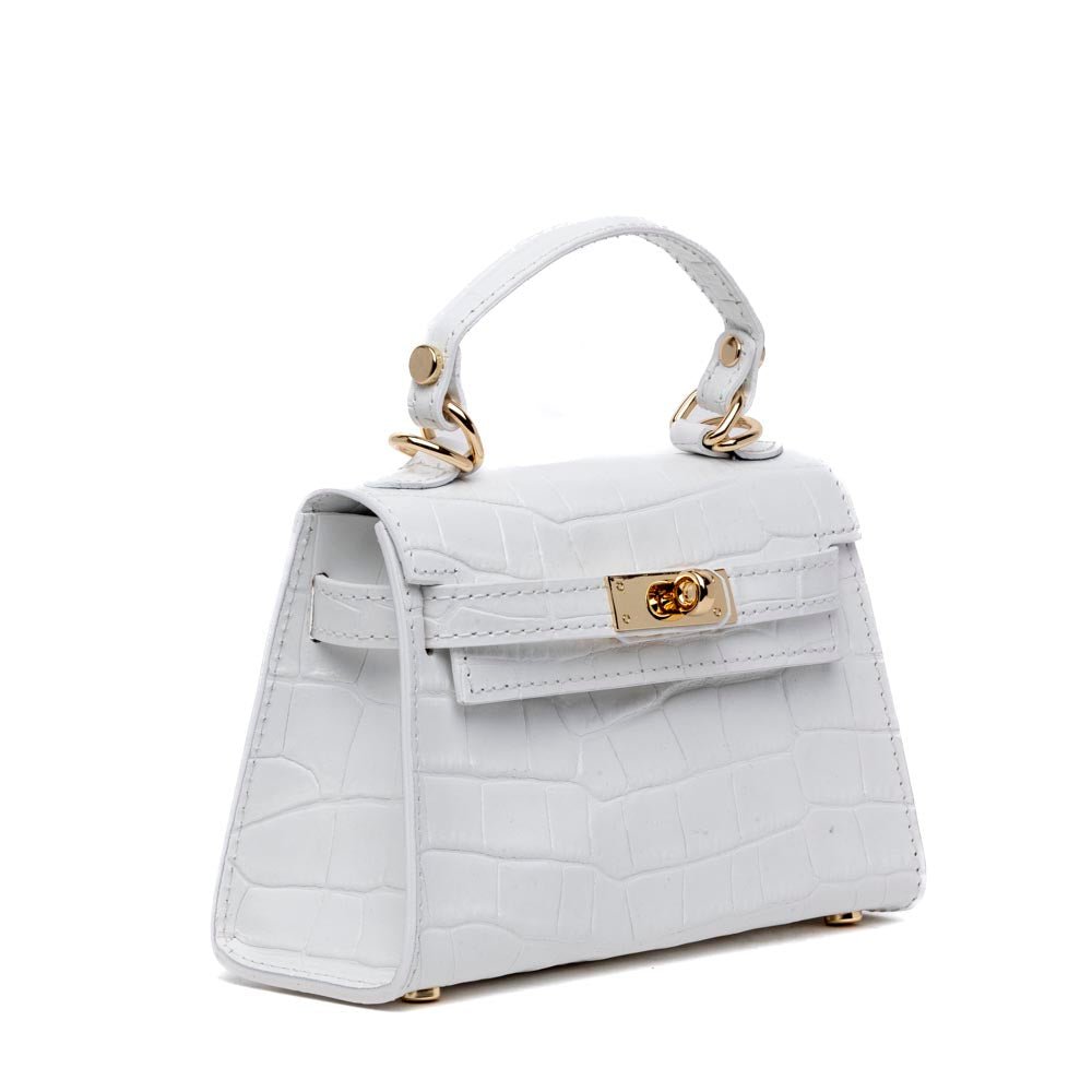 Mini Kelly in pelle stampa cocco bianca - TreemmeCreazioni