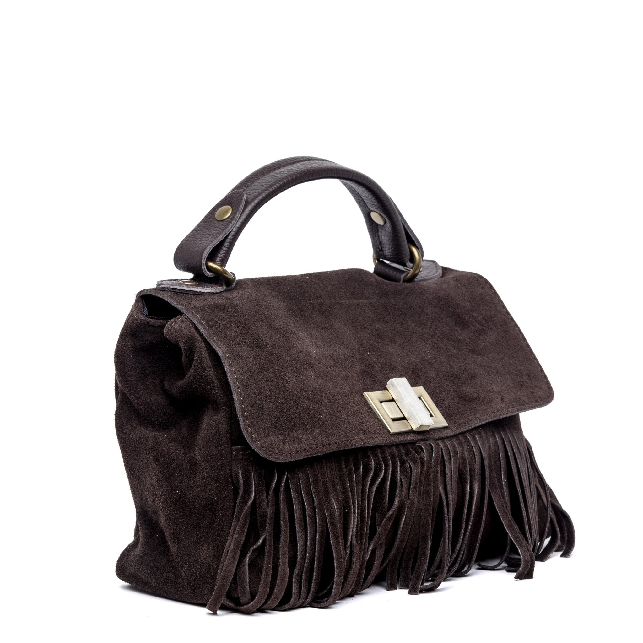 Mini postina in pelle scamosciata cioccolato. - TreemmeCreazioni