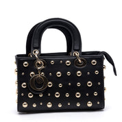 Mini shopper a mano con borchie dorate applicate. - TreemmeCreazioni